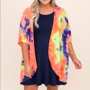 Chic Soul Tie Dye Kimono (size 1X)